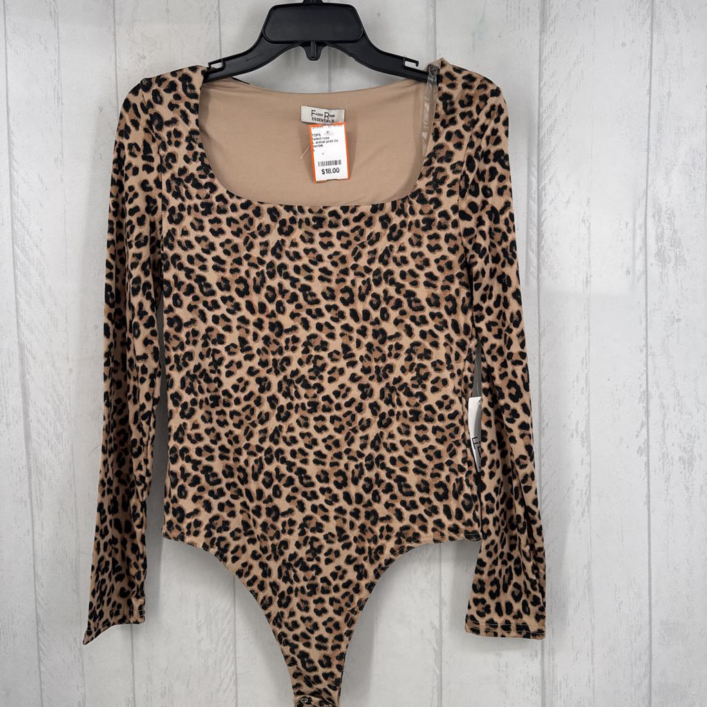 L animal print l/s bodysuit