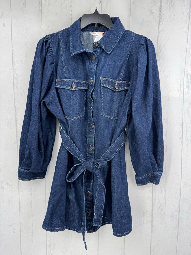 XL belted denim dress l/s