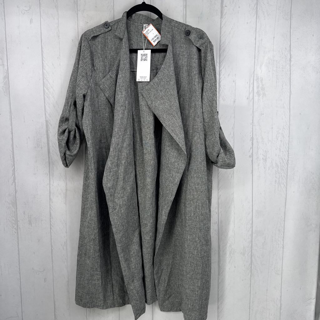 XL open front tab slv jacket