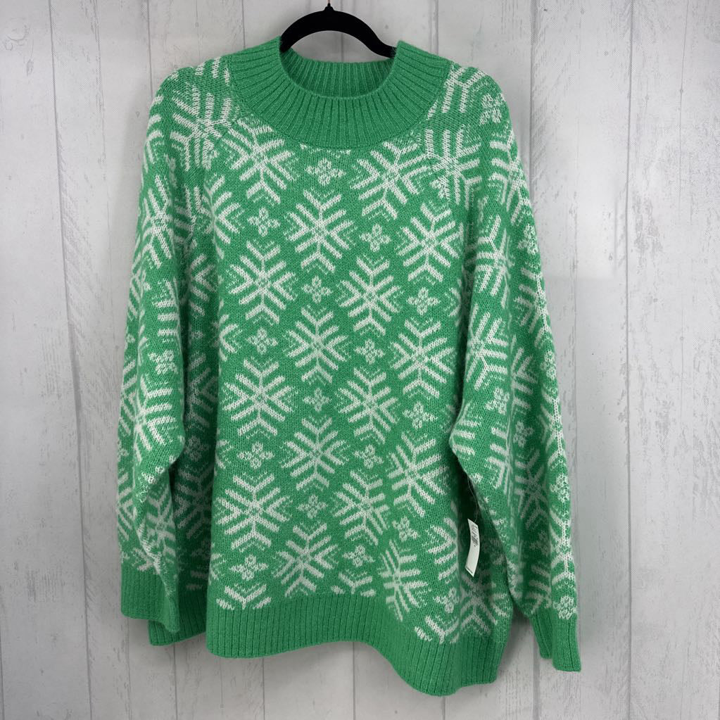 4X mock neck snowflake sweater