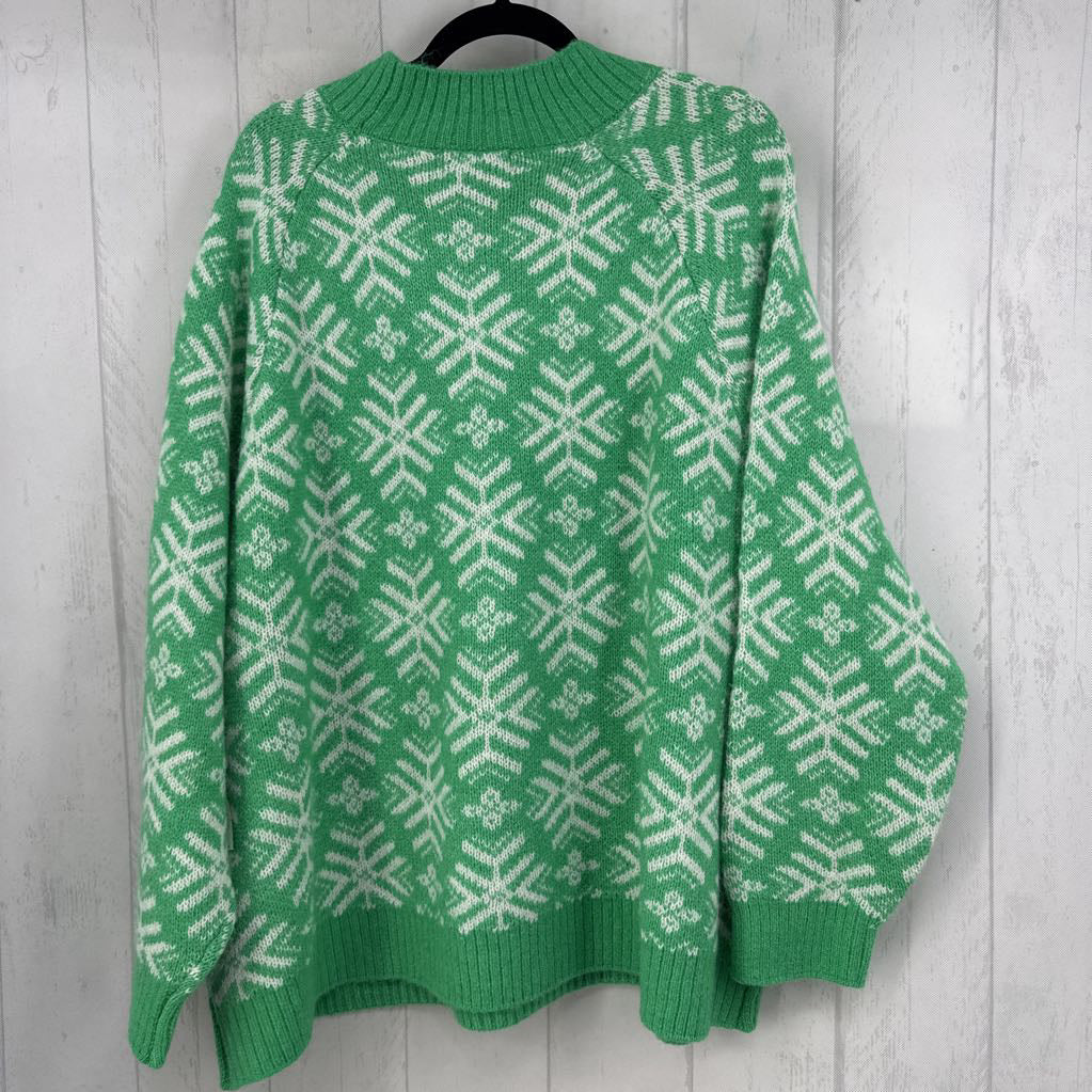 4X mock neck snowflake sweater