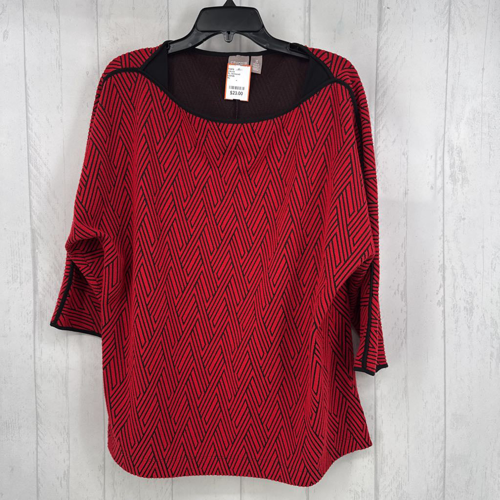 XL textured boatneck 3/4 slv top