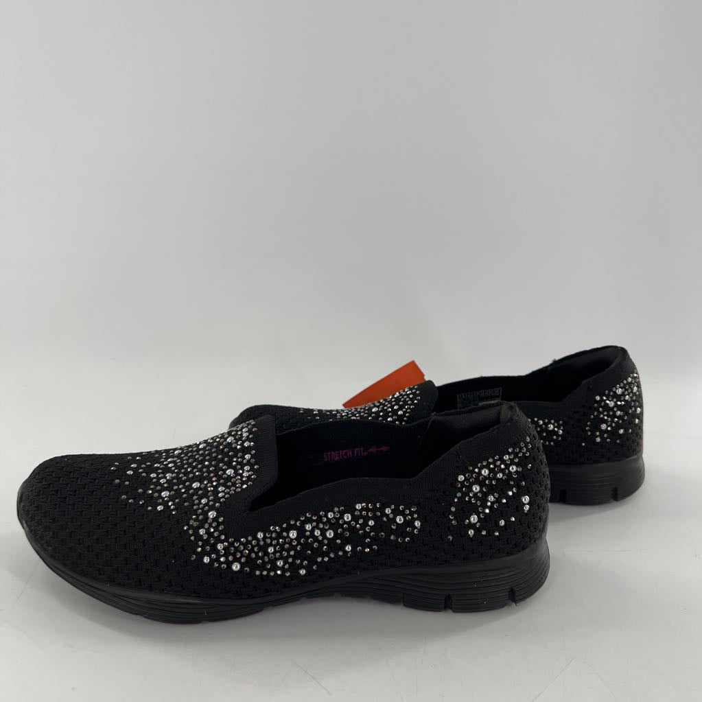 7.5 knit embelished slip-ons