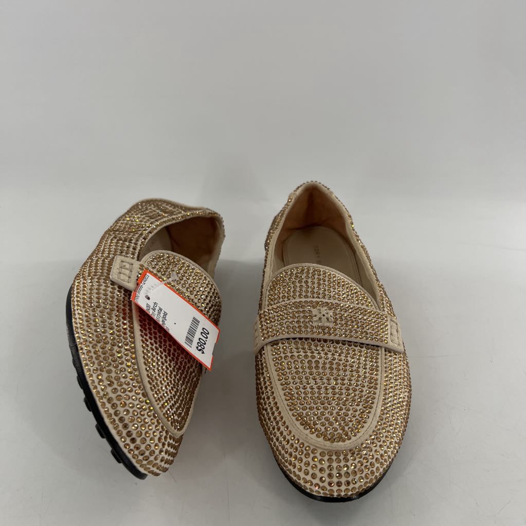 8.5 crystal embelished leather loafer