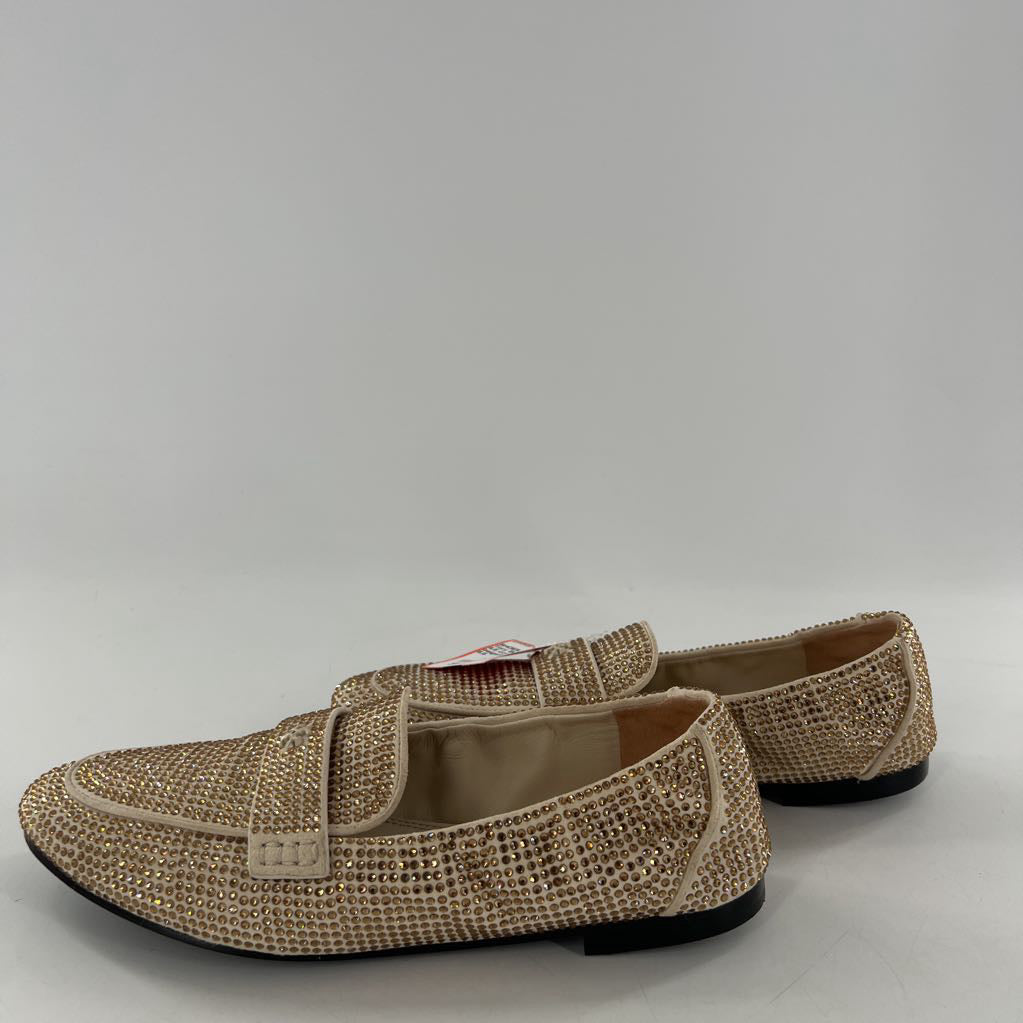 8.5 crystal embelished leather loafer