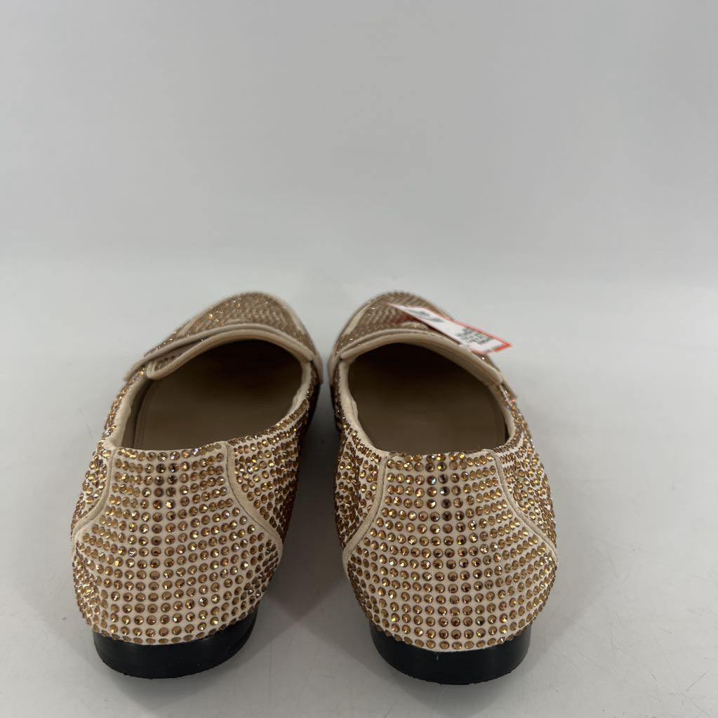 8.5 crystal embelished leather loafer