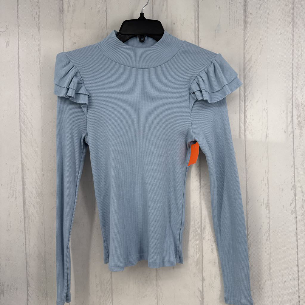 S ribbed mock neck l/s top