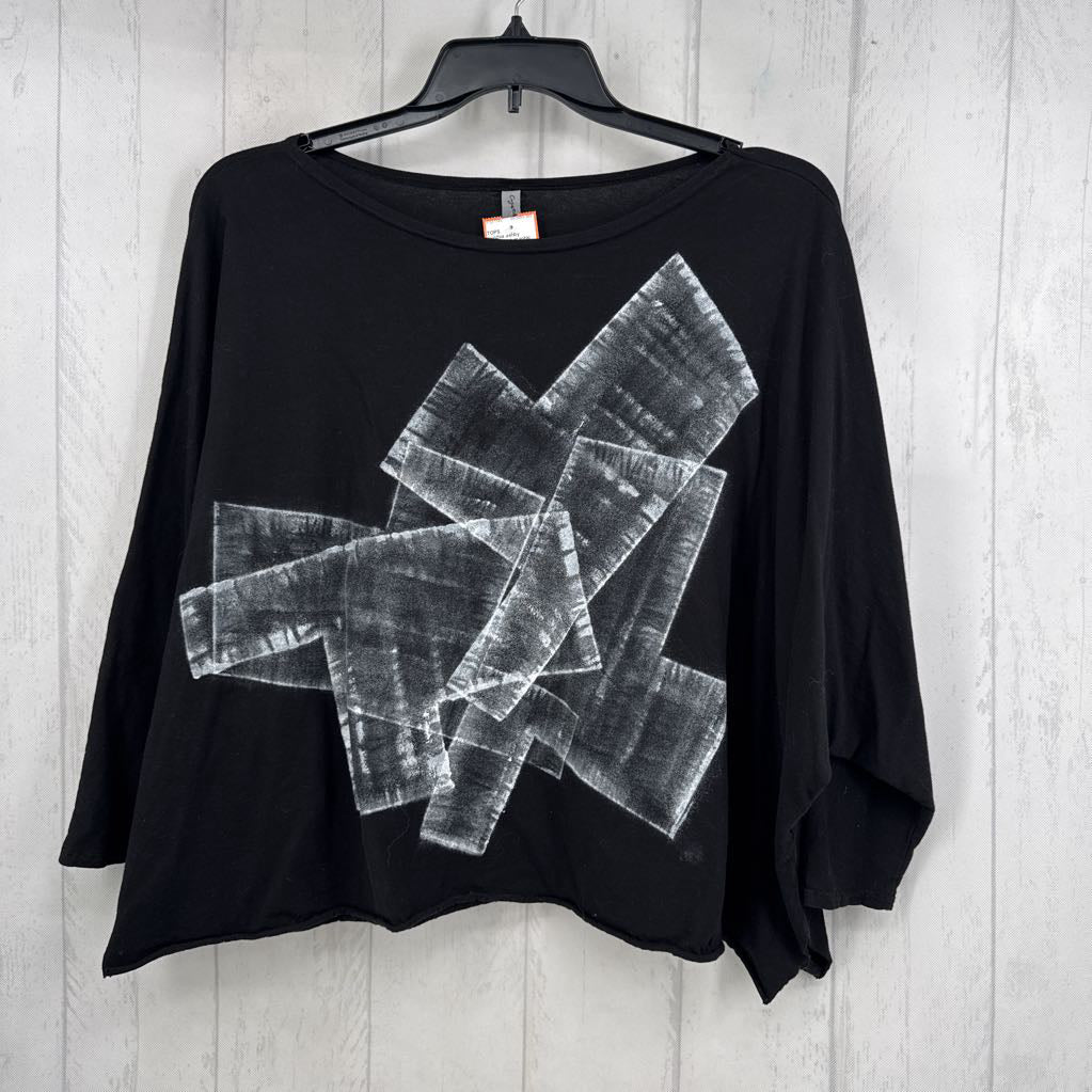 2 abstract graphic print drop shoulder tee
