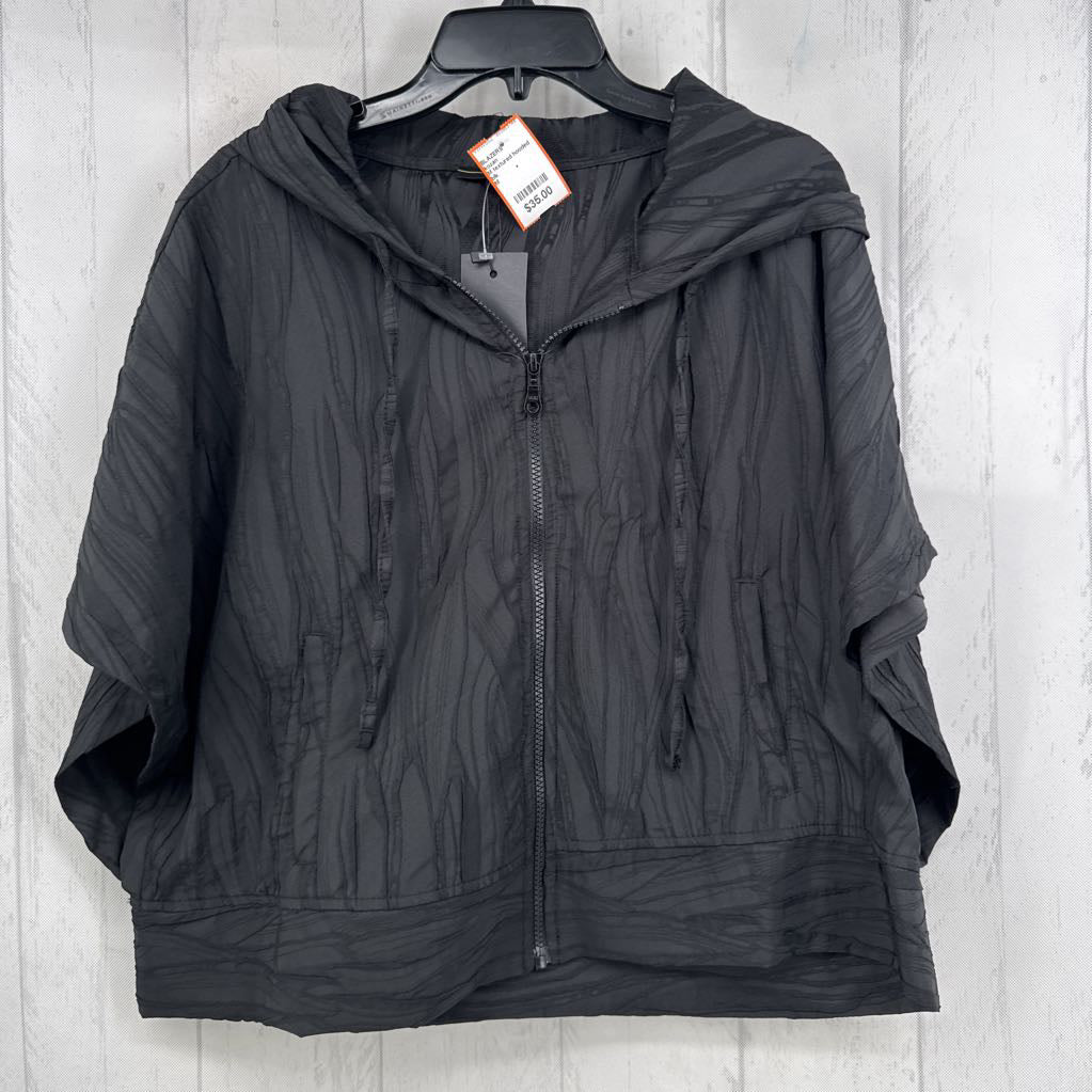 M textured hooded zip-up jacket