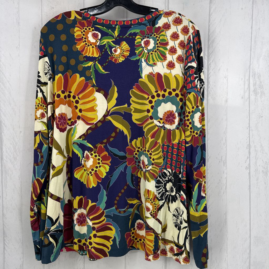 L v-neck flo print l/s tee