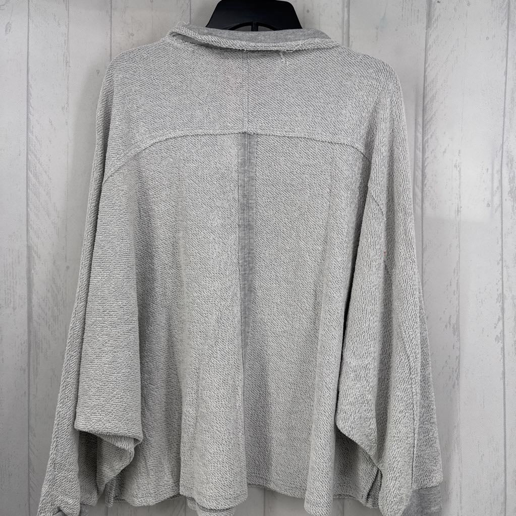 M terry 1/2 button down l/s top