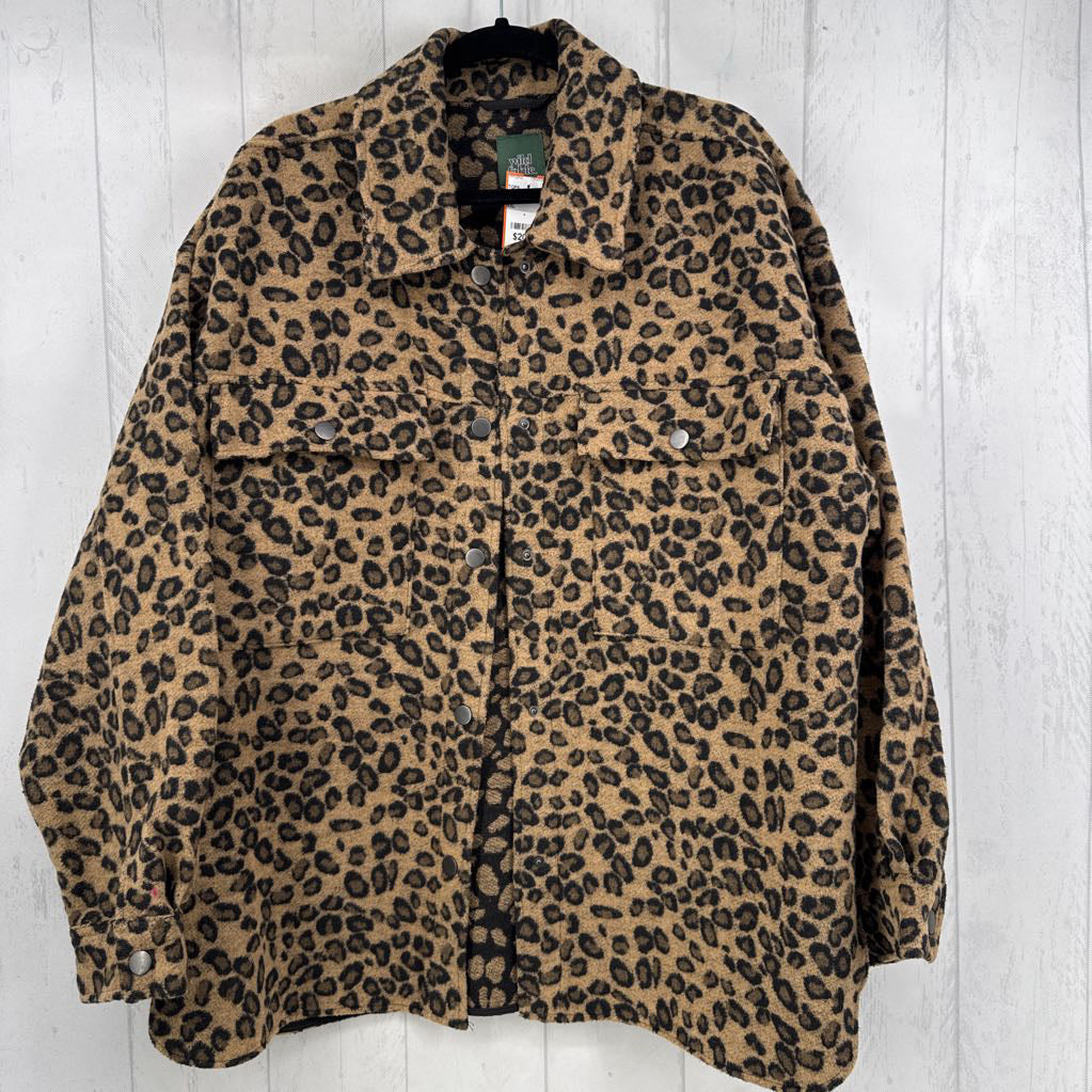 XXL fleece animal print shacket