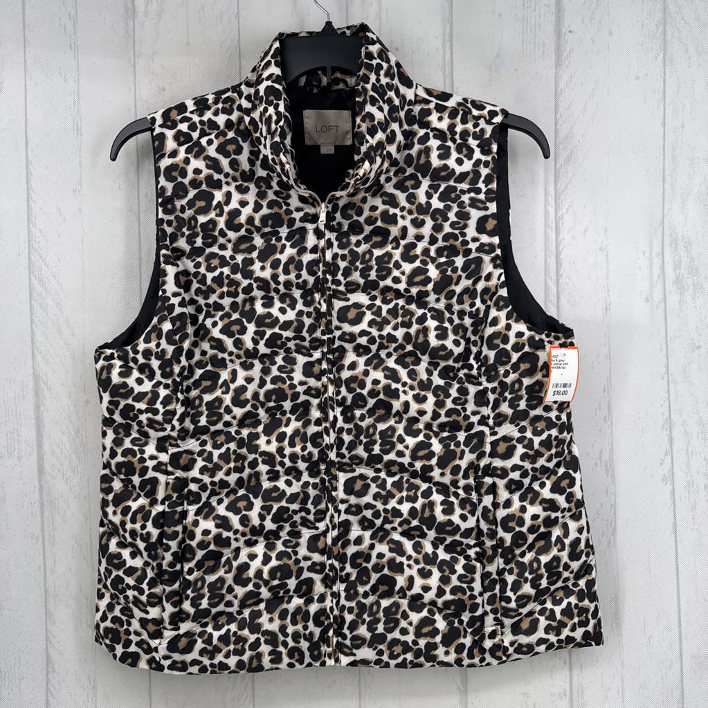 L animal print quilted vest
