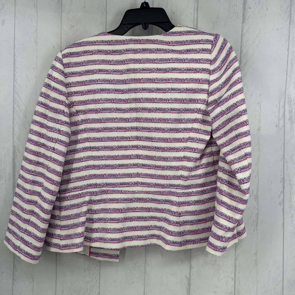 R169 6 striped open front blazer