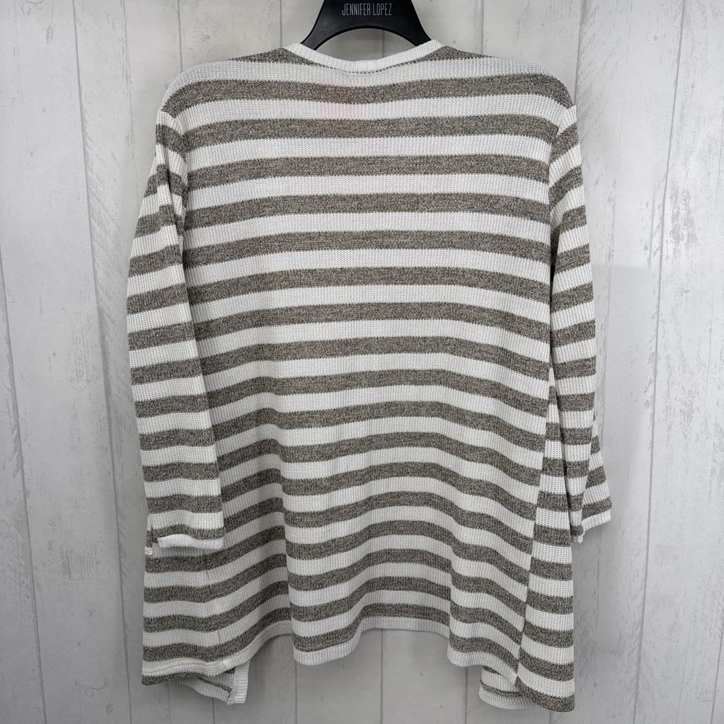 M striped open front cardi
