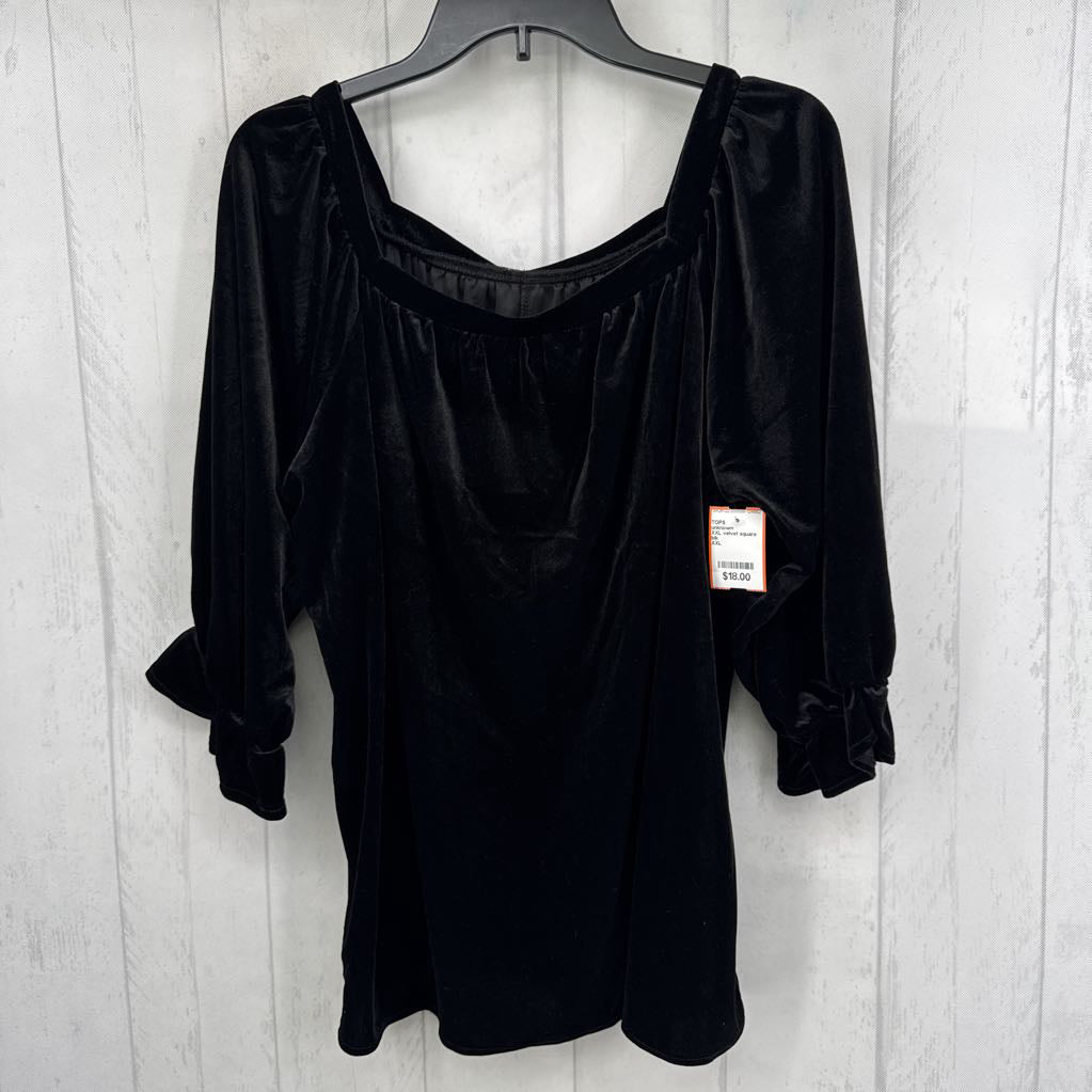 XXL velvet square neck 3/4 slv top