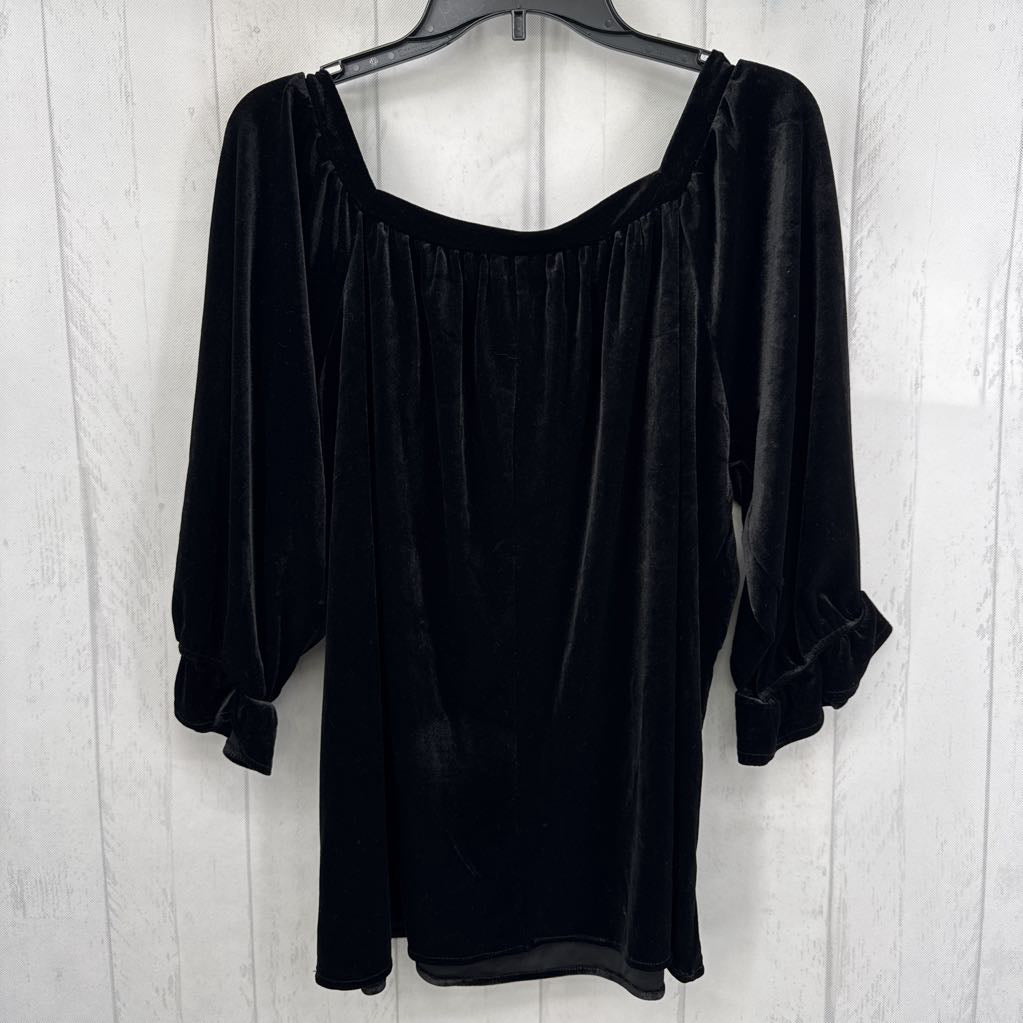 XXL velvet square neck 3/4 slv top