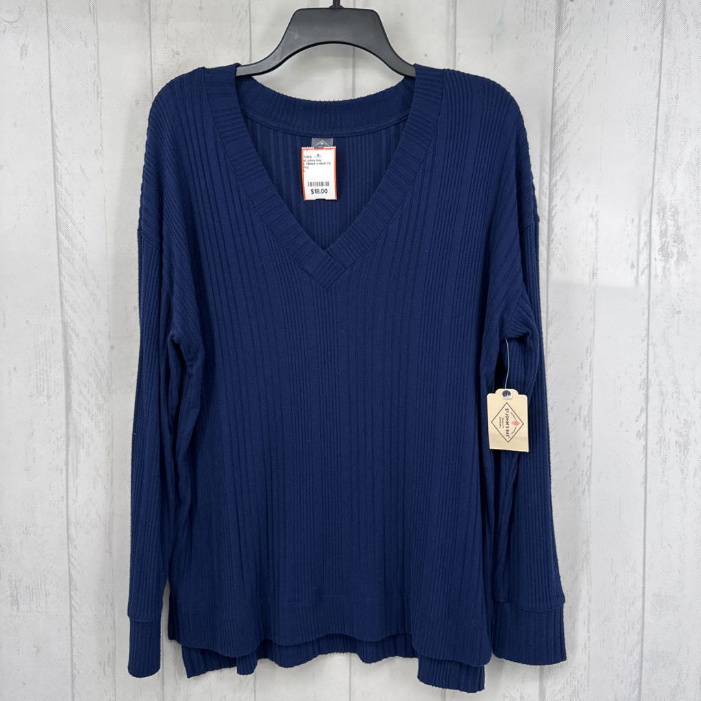 L ribbed v-neck l/s top
