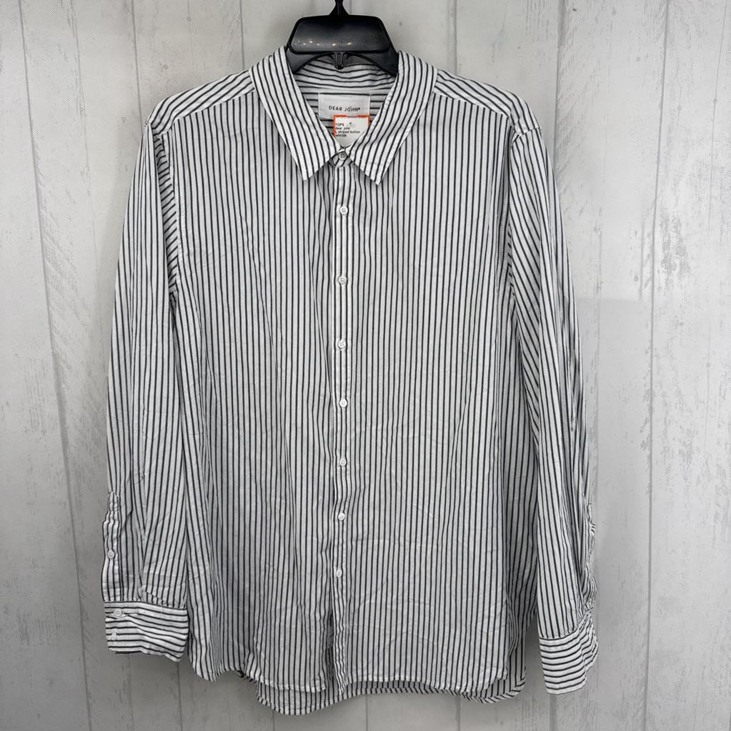 L striped button down l/s top