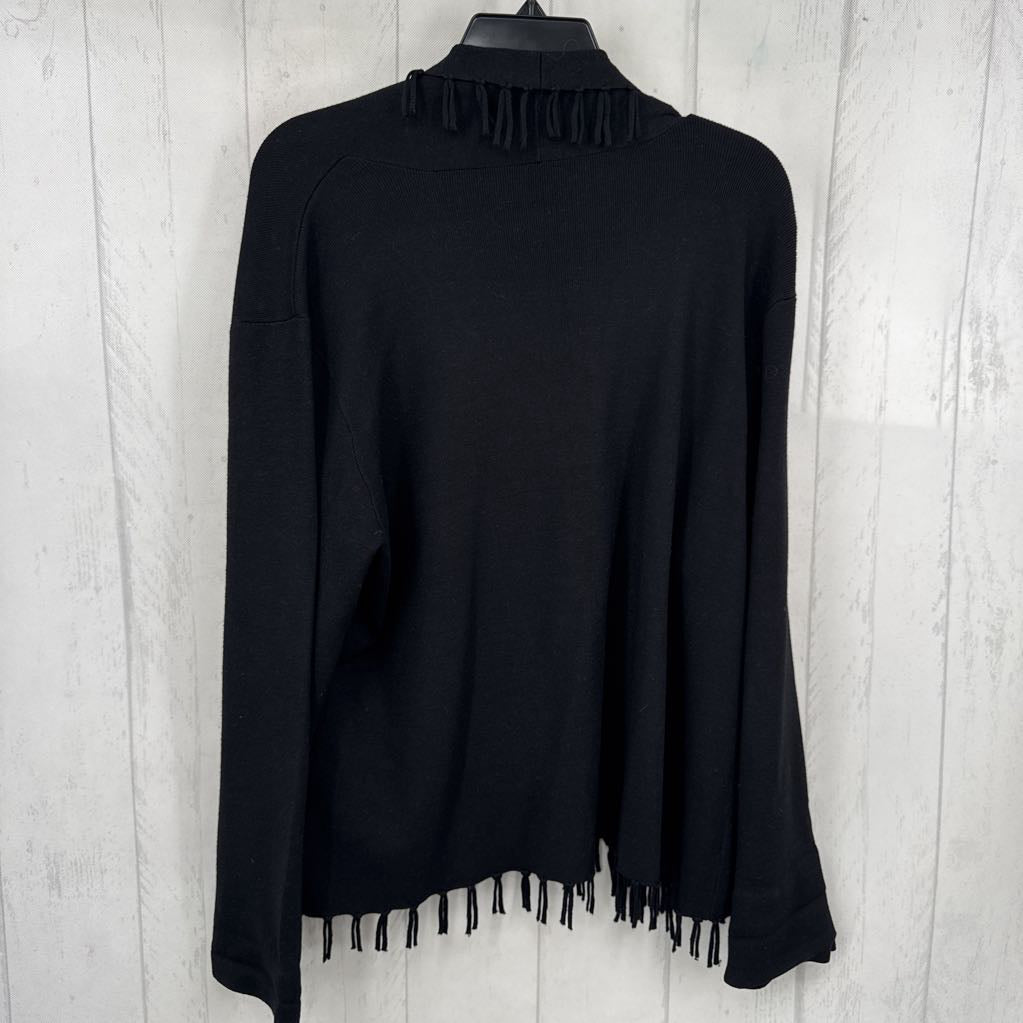 XL fringe open front cardi