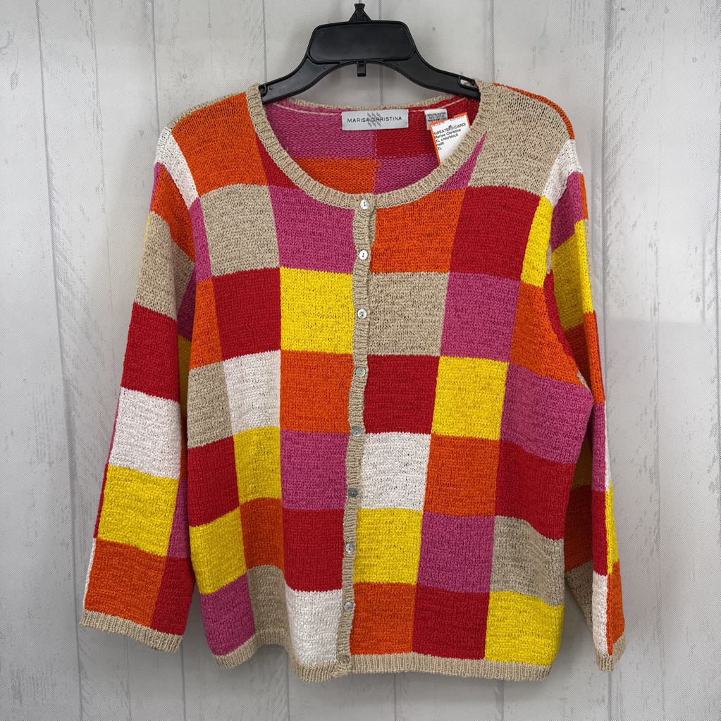 XL colorblock button down cardi