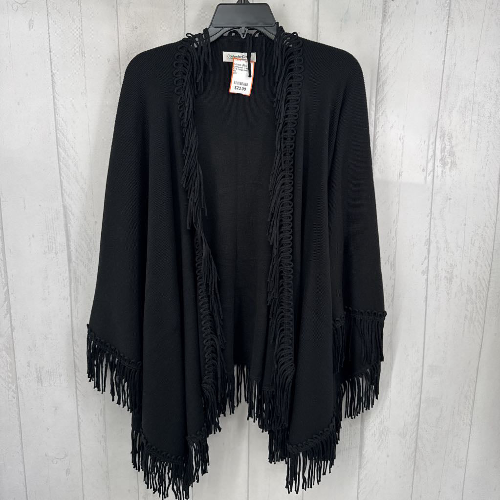 O/S fringe hem poncho