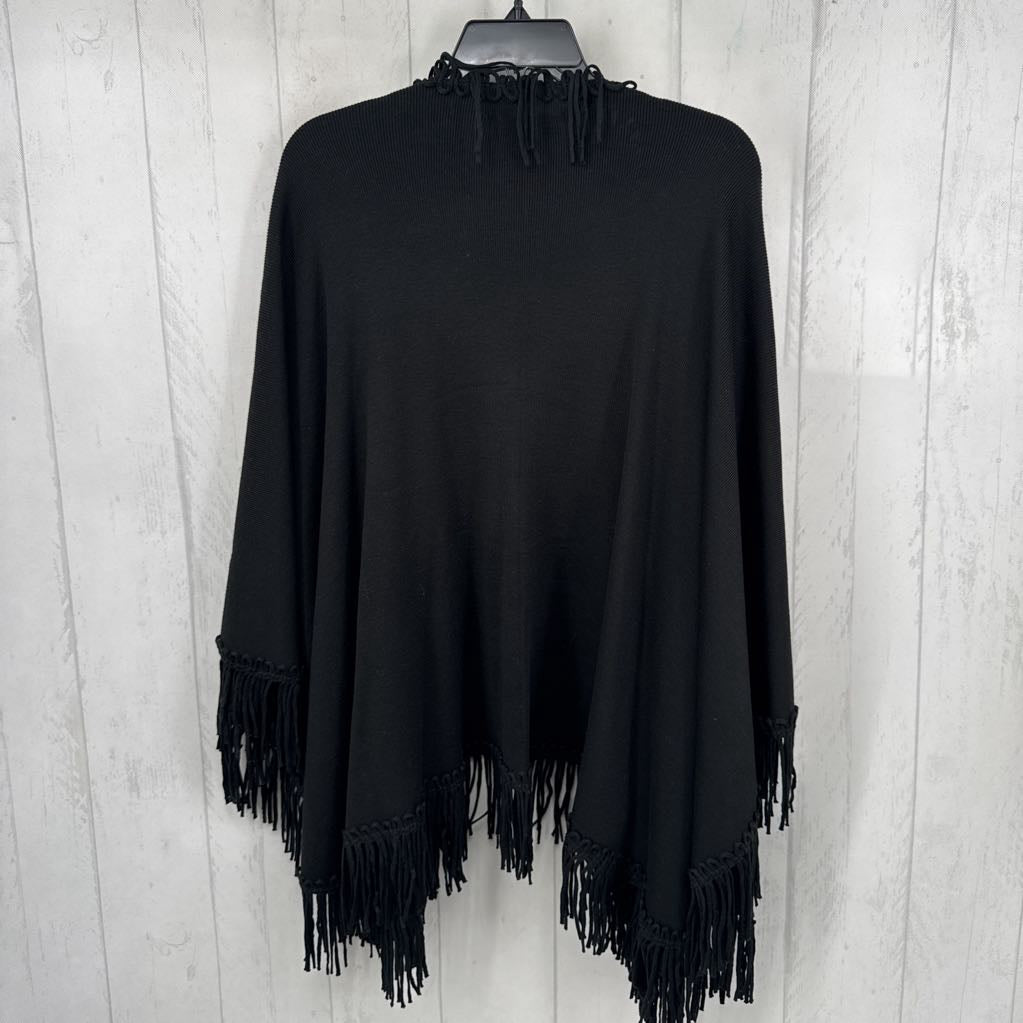 O/S fringe hem poncho