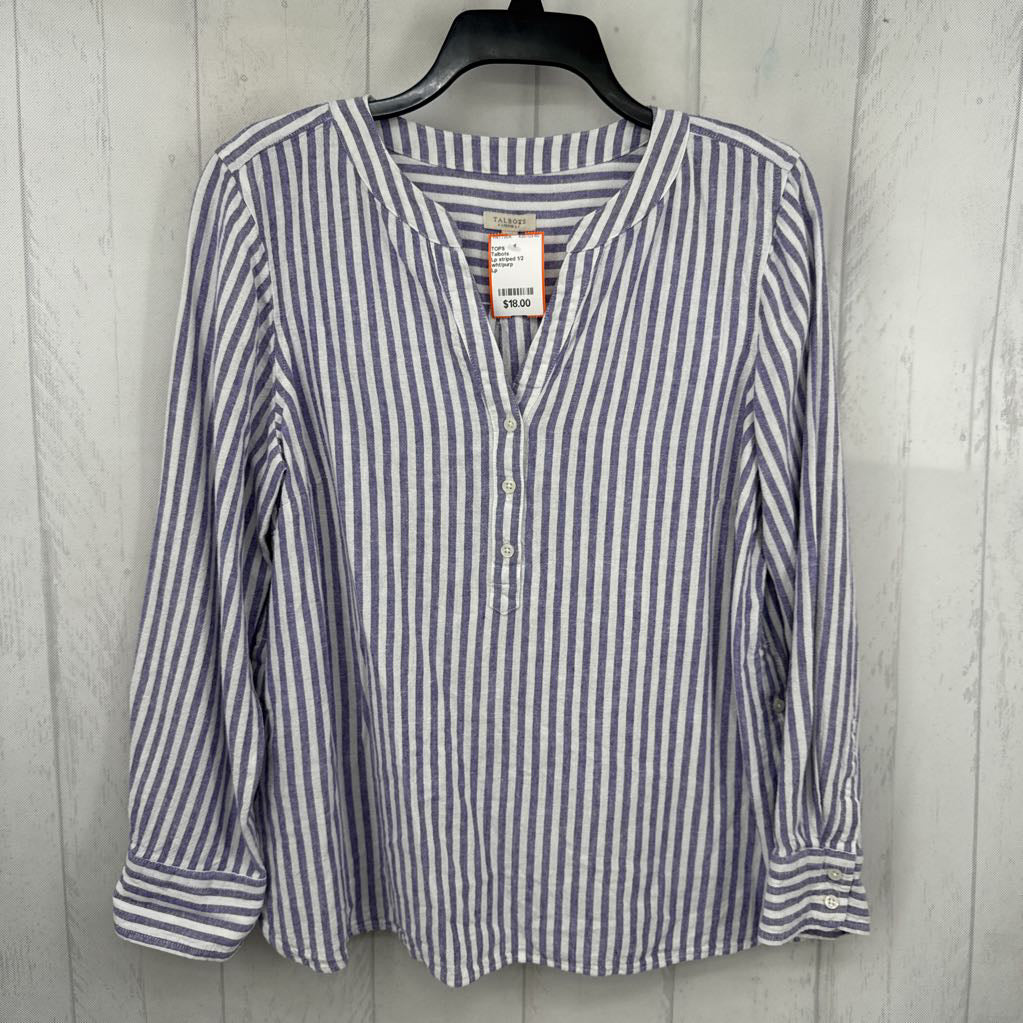 Lp striped 1/2 button down l/s top