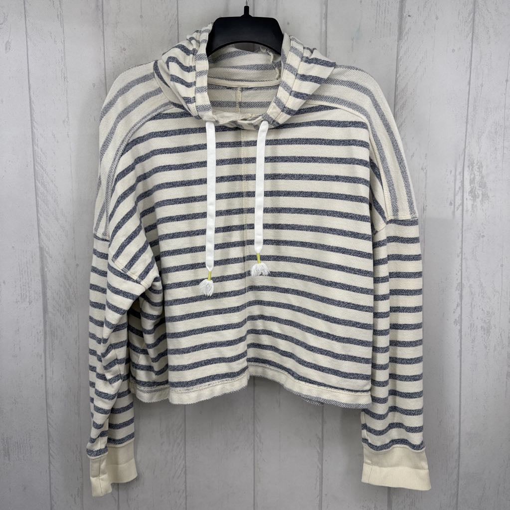 XL striped hooded l/s top