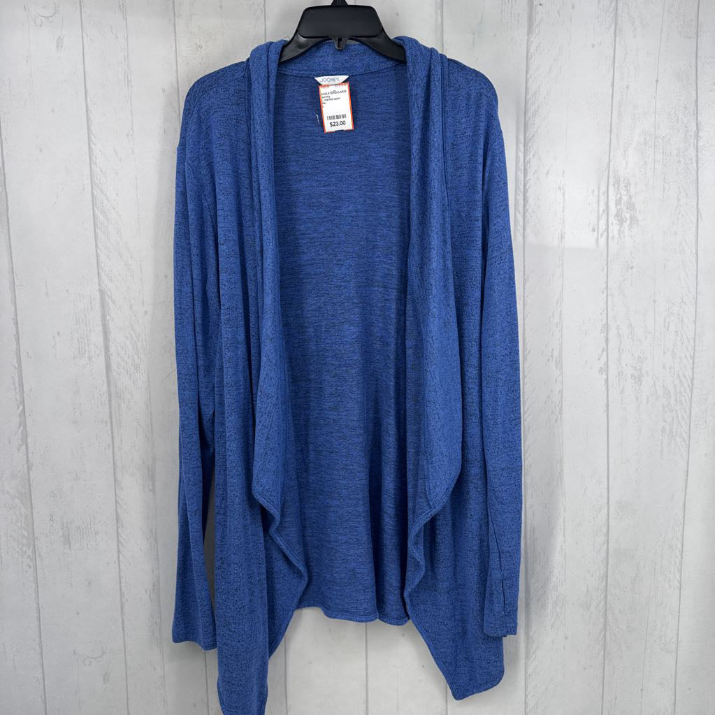 L marled open front cardi