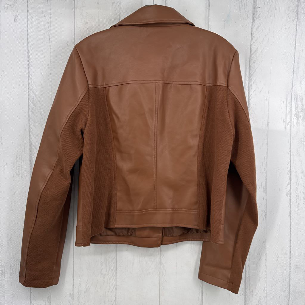 L vegan leather moto style jacket