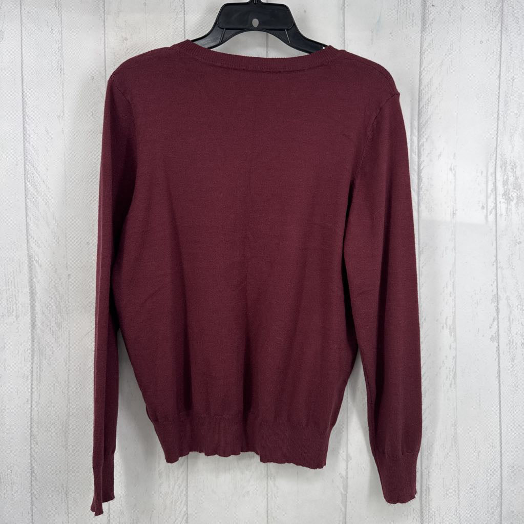M v-neck l/s knit top