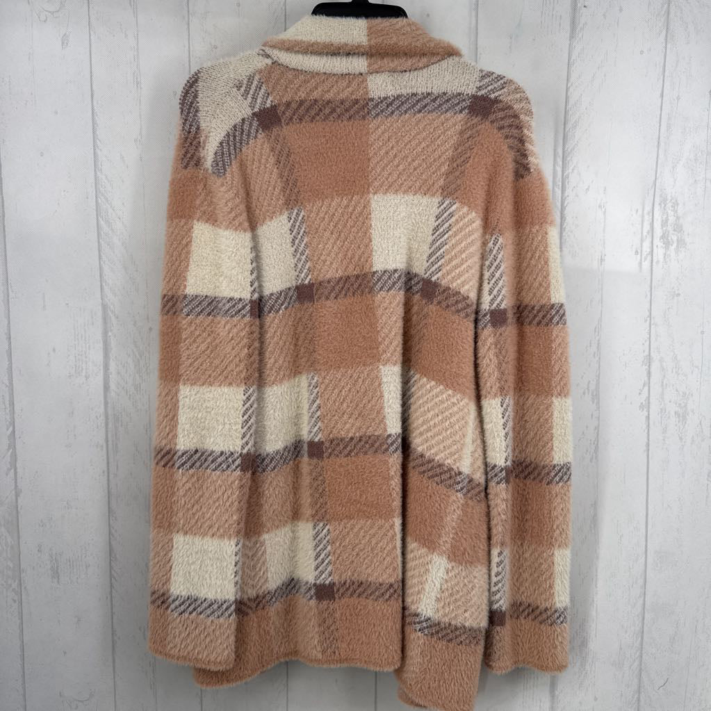 S/M eyelash plaid cardi