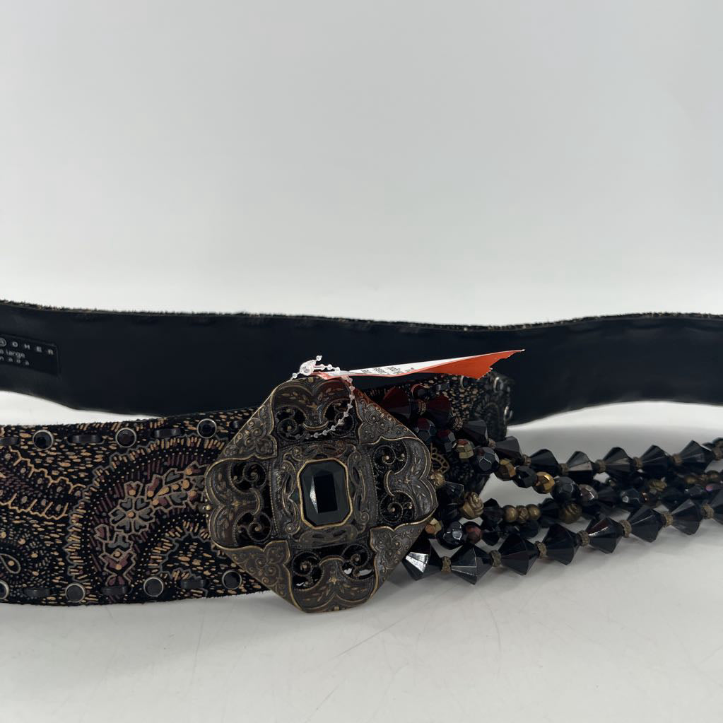 XL paisley print beaded belt