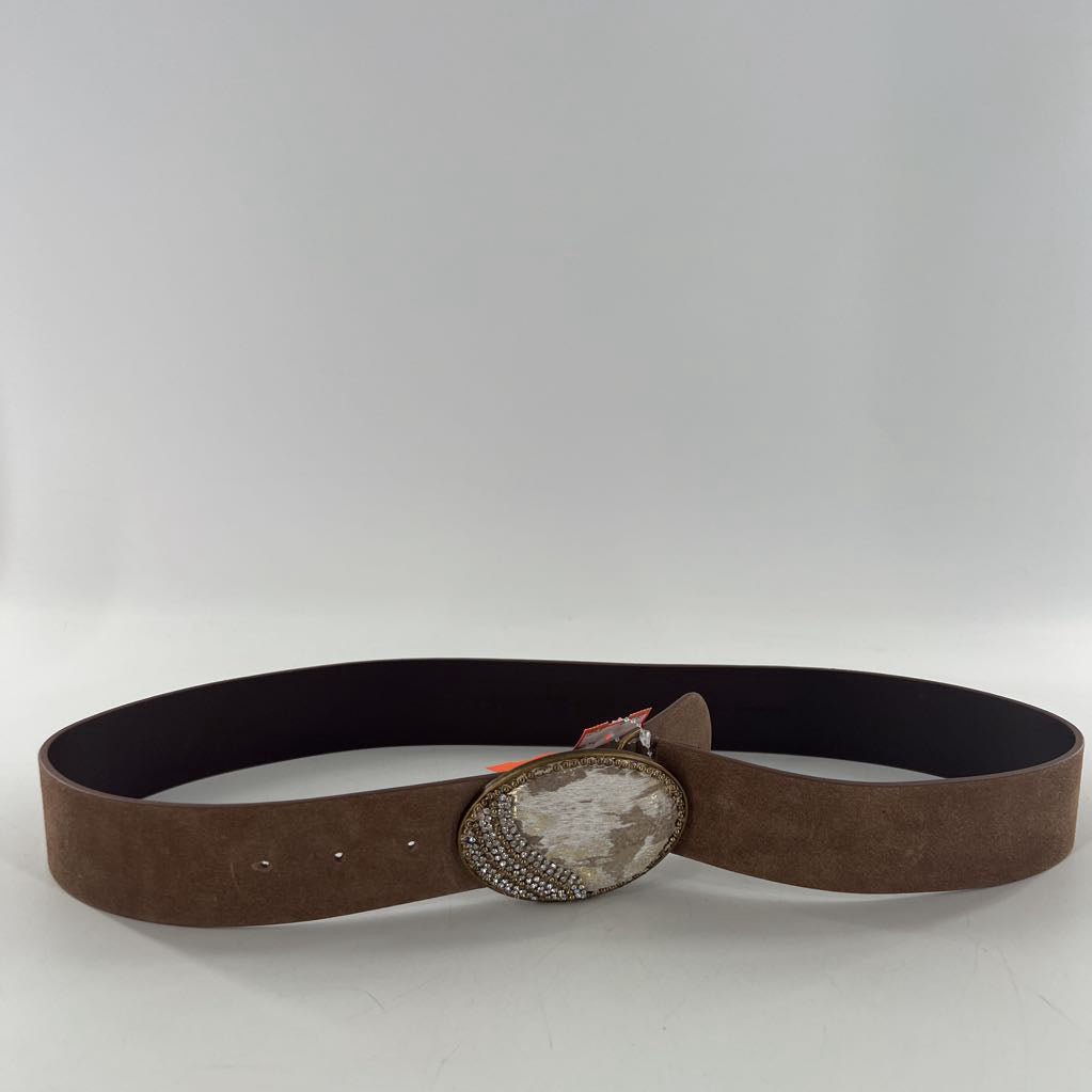 M leather embelished cowhide buckle belt