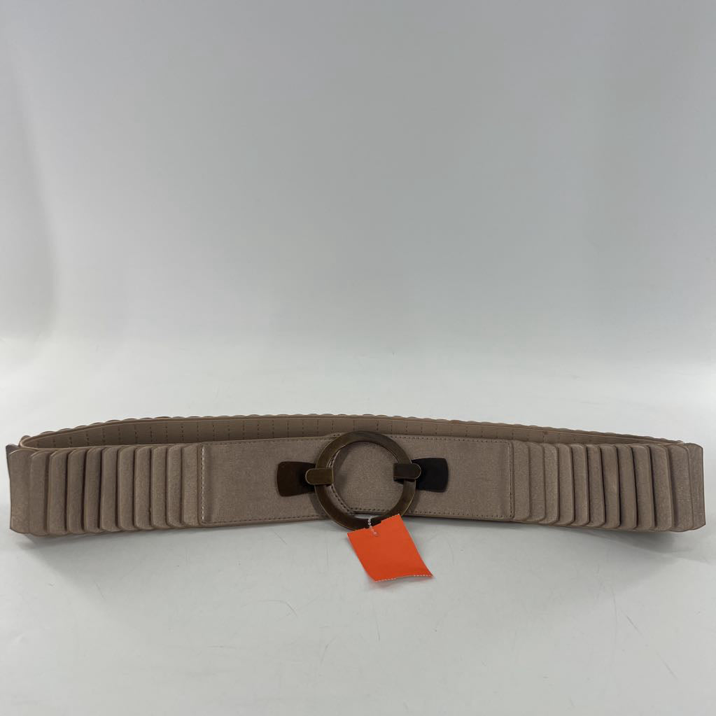 L champagne elastic belt w/ bronze buckle
