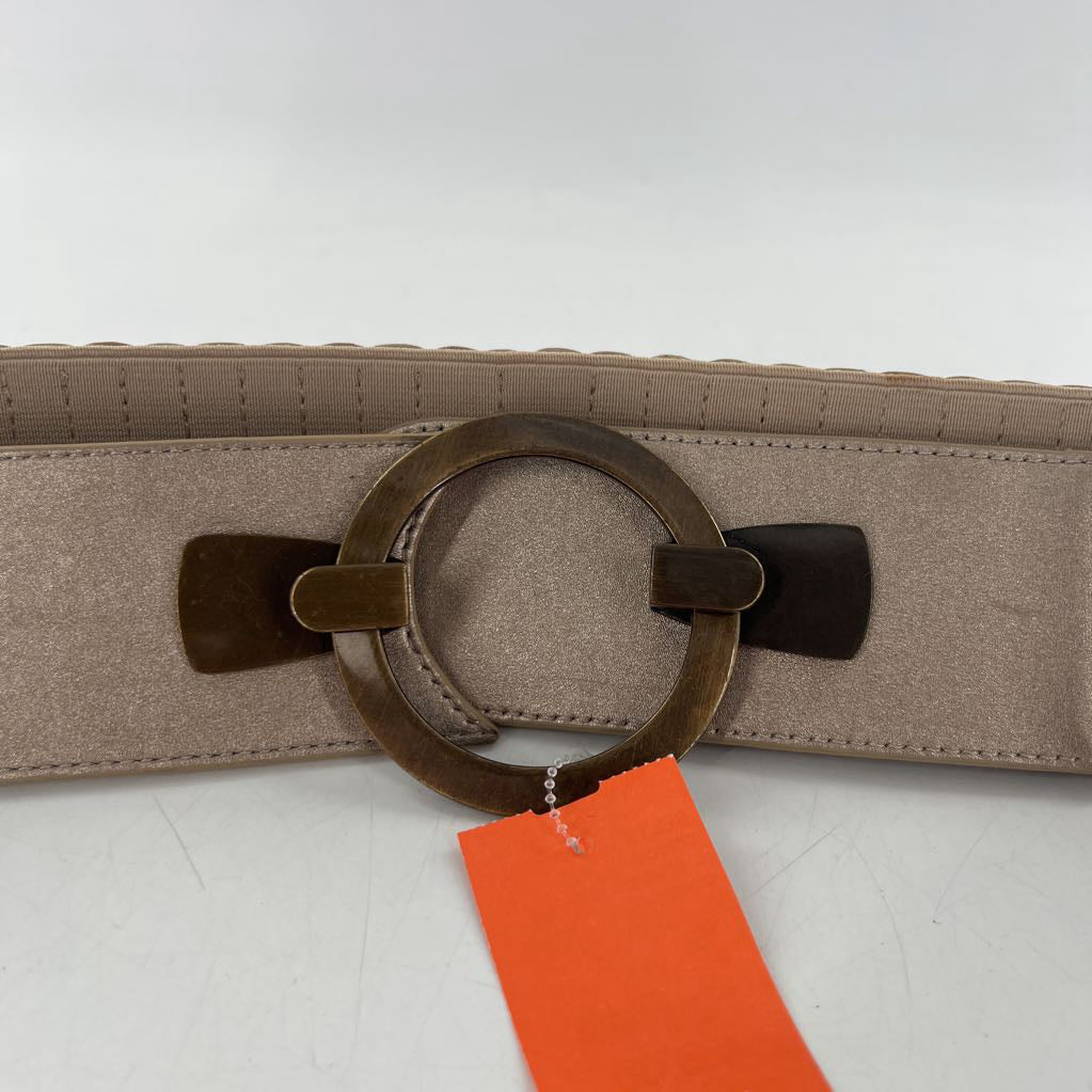 L champagne elastic belt w/ bronze buckle
