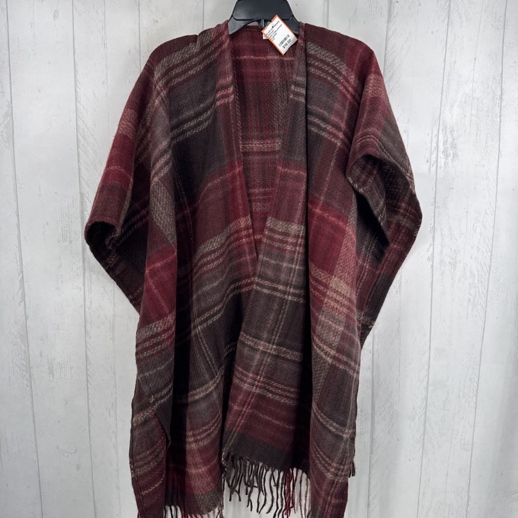 plaid fringe poncho