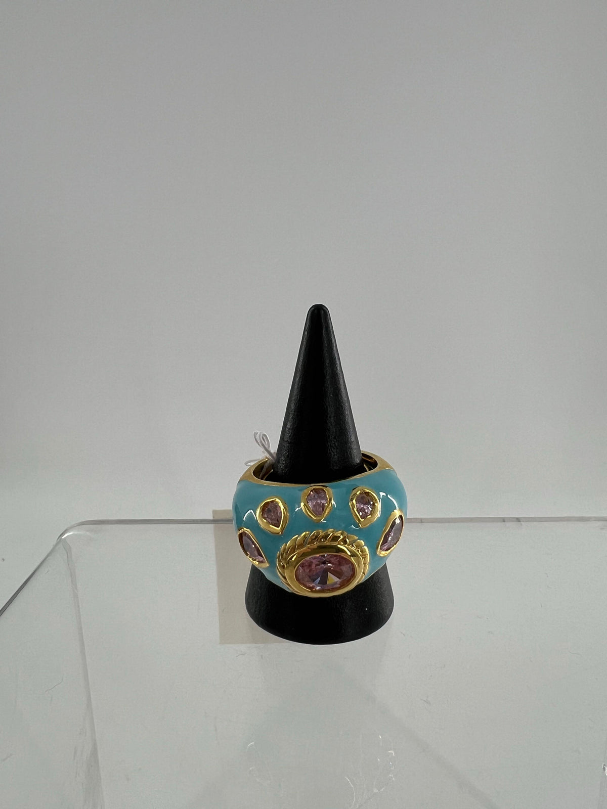 sz 7 turquoise & pink stone ring
