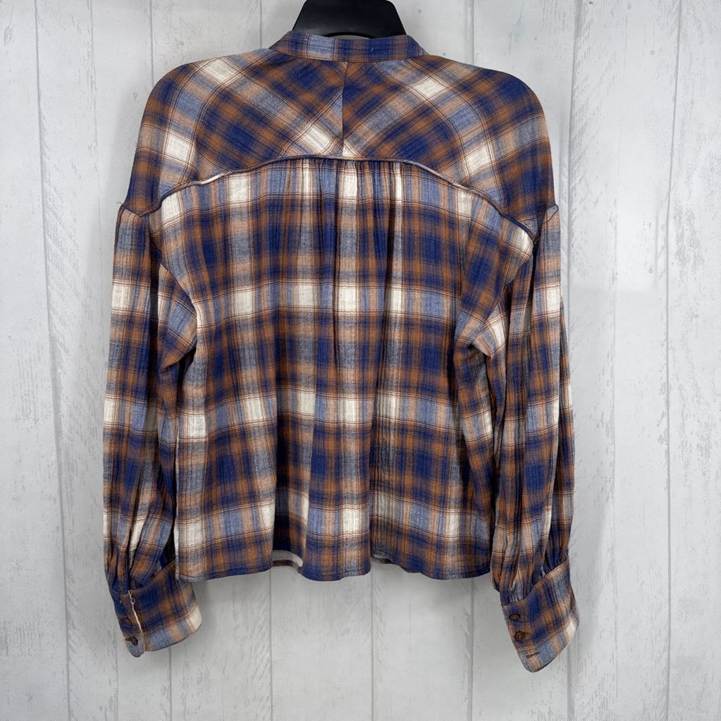 S plaid button down l/s top
