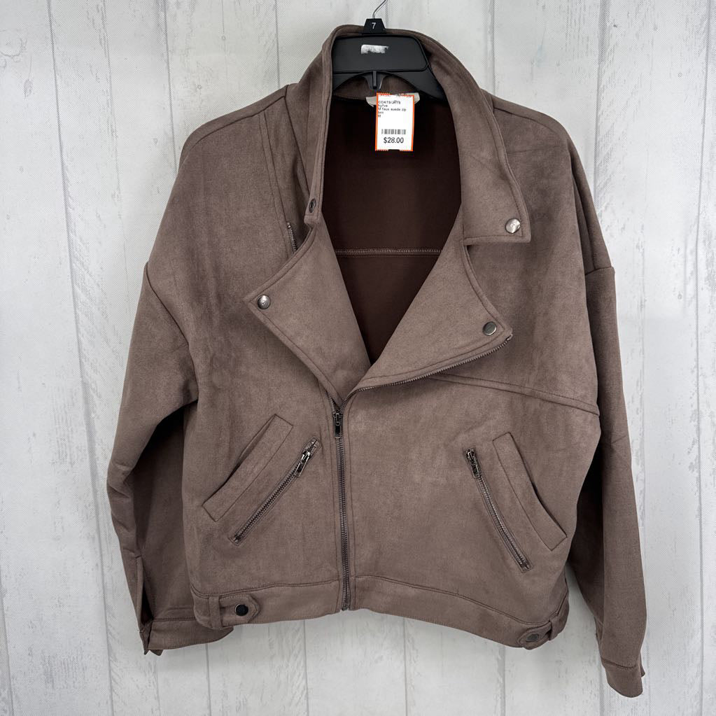 M faux suede zip up jacket