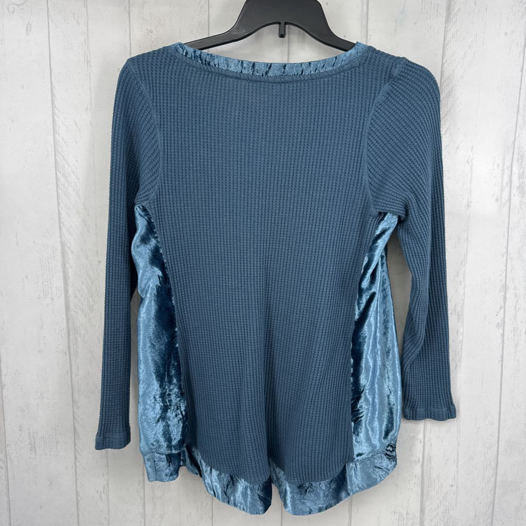 XL waffle knit & velour l/s top
