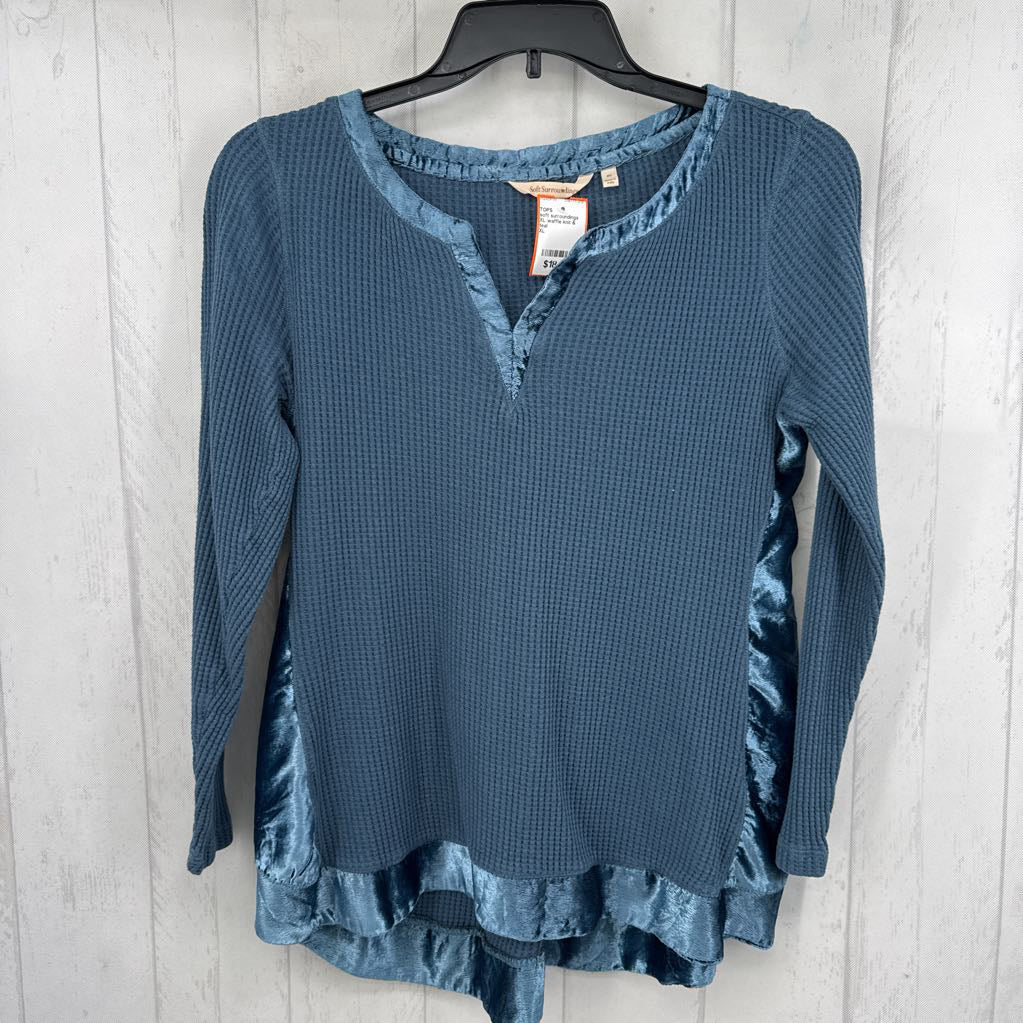 XL waffle knit & velour l/s top