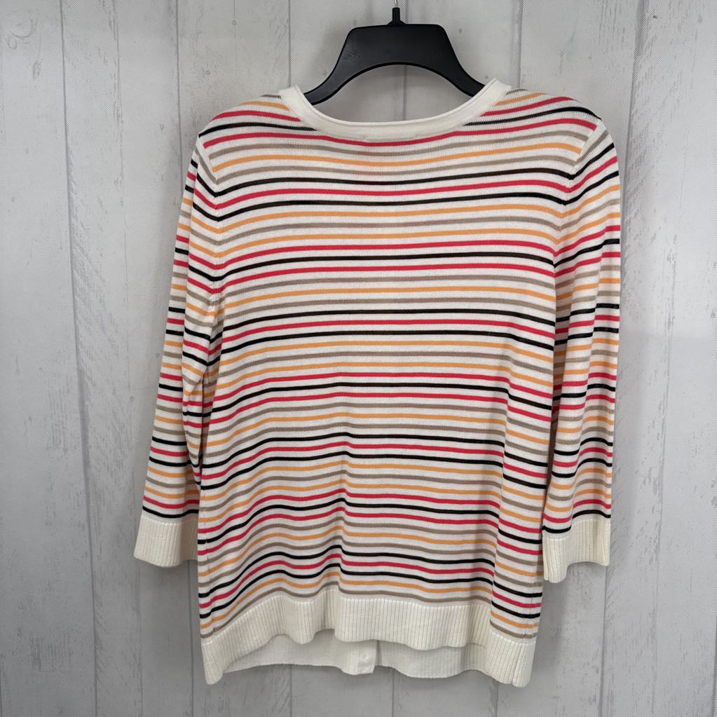 M striped button down 3/4 slv top