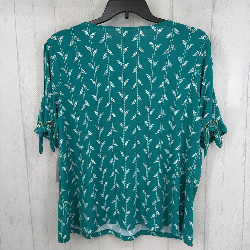 R32 XXL leaf print v-neck s/s top