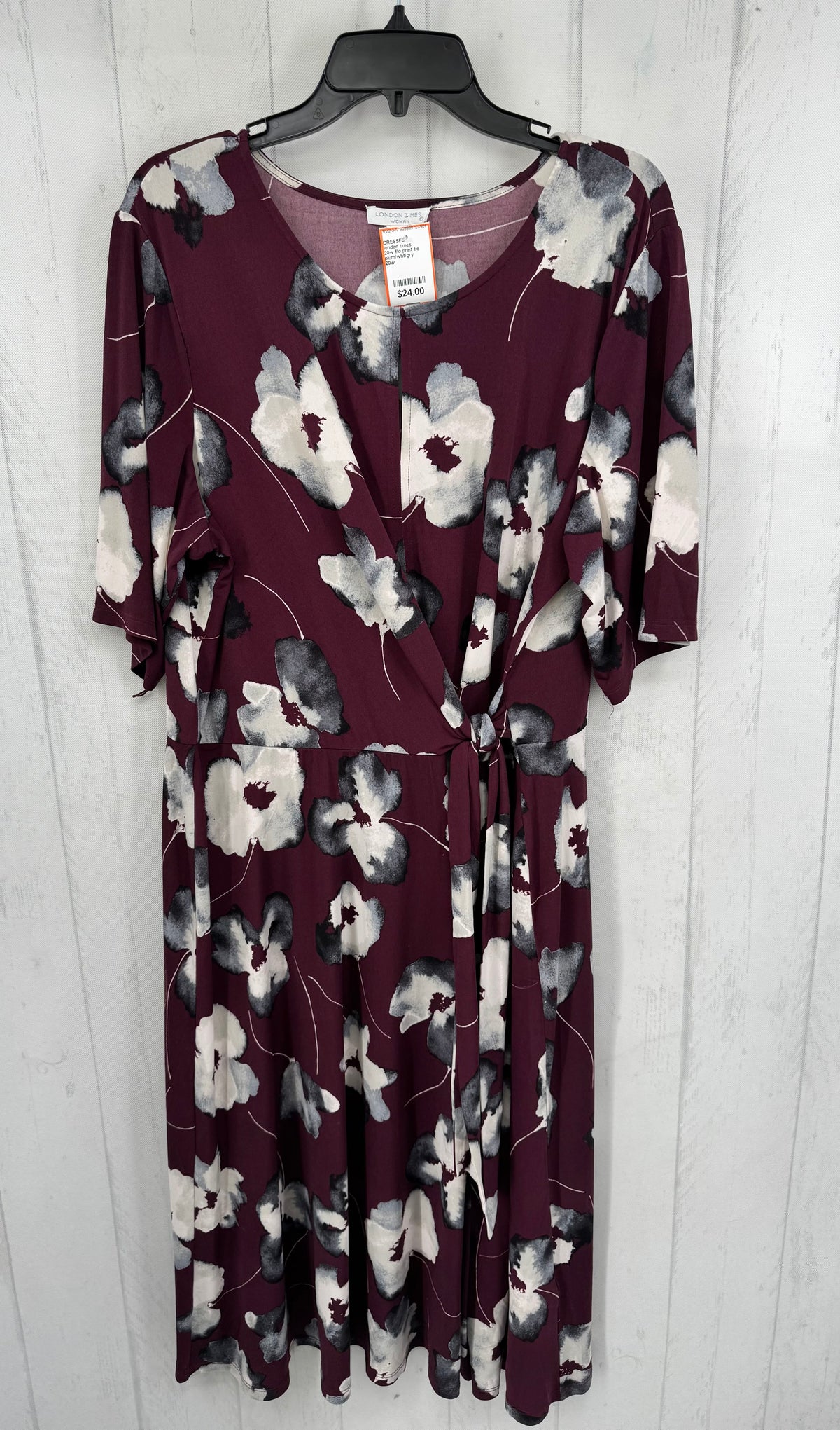 20w flo print tie front s/s dress