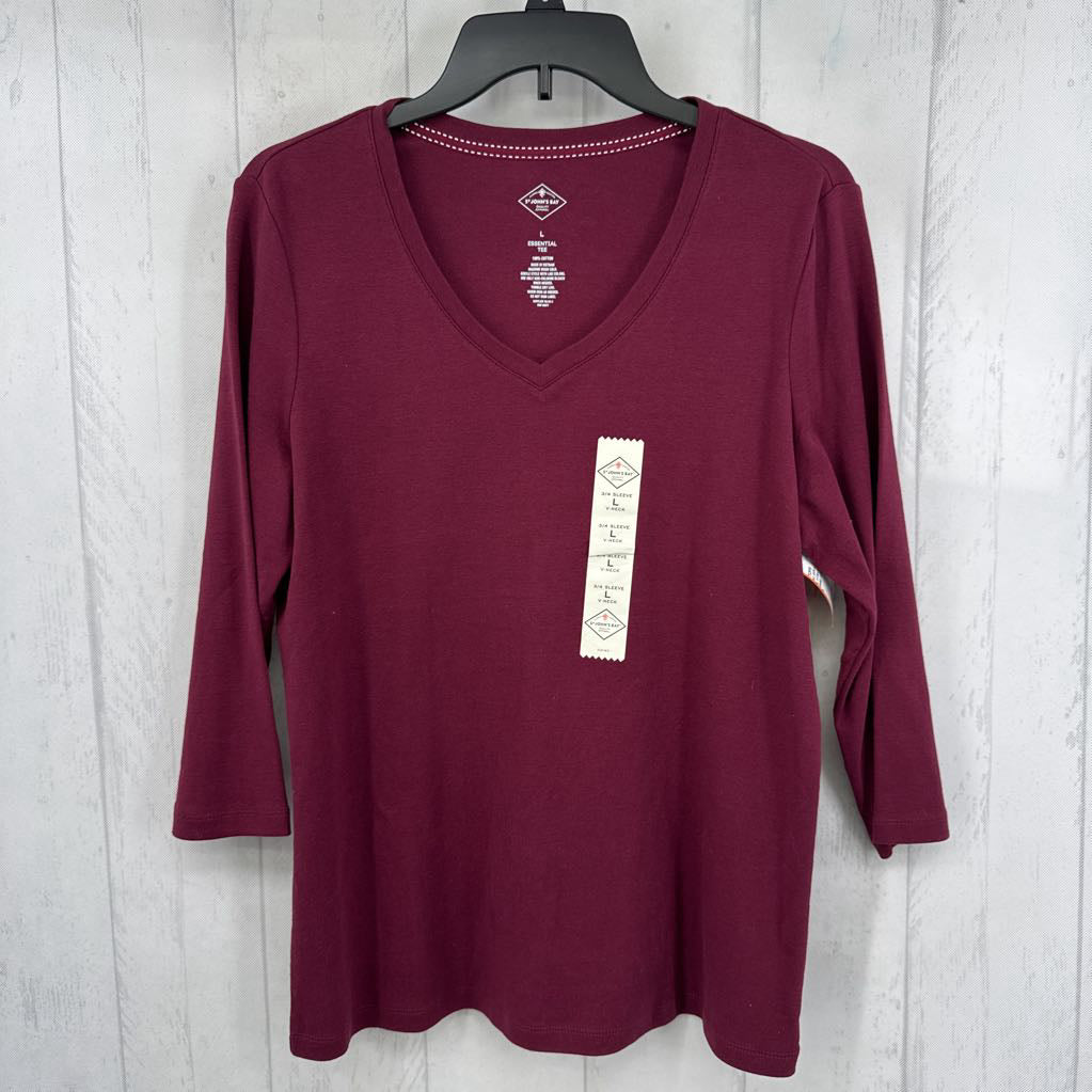 L v-neck 3/4 slv tee