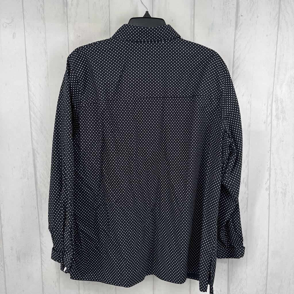 1X polka dot button down l/s top