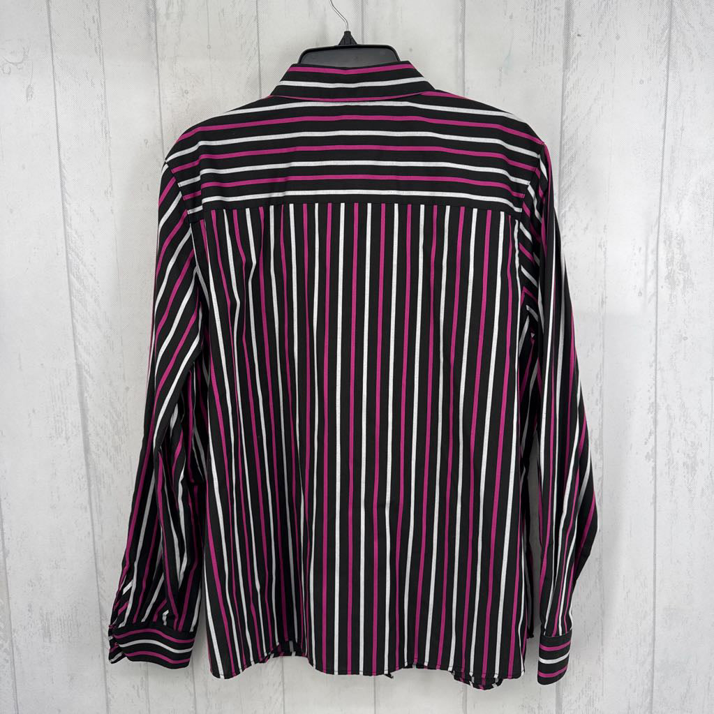 18 striped button down l/s top