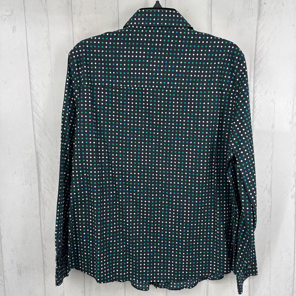 16w polka dot button down l/s top